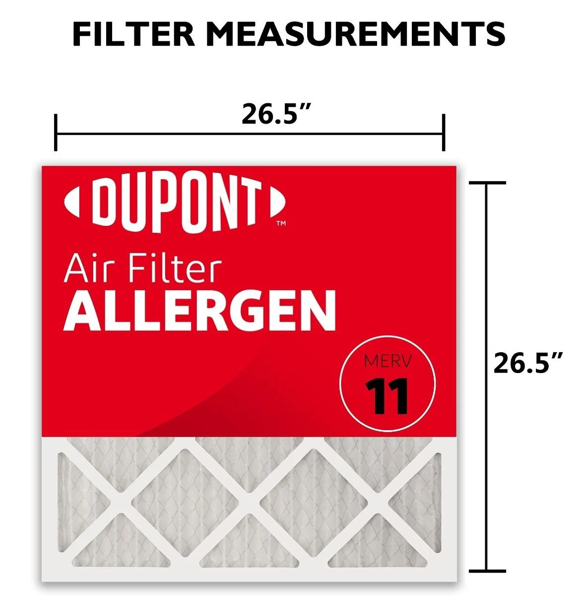 27x27x1 (26.5 X 26.5) DuPont™ Allergen Air Filter (MERV 11) 5 27x27x1 (26.5 X 26.5) DuPont™ Allergen Air Filter (MERV 11) - Image 3