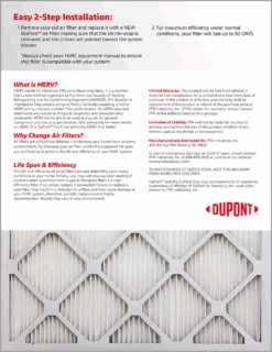 16x21.5x1 (Actual Size) DuPont™ Pro Air Filter (MERV 11) -Home Air Filter Store dupont pro back 1